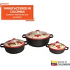 image:imageIMUSA 051537qt Carmen de Viboral Cast Aluminum Nonstick Caldero 6pc Set with Floral Ceramic Lids Drop Ship Black  141824cm6 Piece Set 051537 Quart