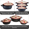 image:imageIMUSA 051537qt Carmen de Viboral Cast Aluminum Nonstick Caldero 6pc Set with Floral Ceramic Lids Drop Ship Black  141824cm6 Piece Set 051537 Quart