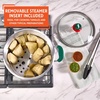 image:imageIMUSA 12 Qt Aluminum Tamale Steamer Pot with Mexican Map Knob  Large Food Steamer for Cooking Vegetables Seafood and Hispanic Recipes with Glass Lid and Green Handles