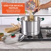 image:imageIMUSA 12 Qt Aluminum Tamale Steamer Pot with Mexican Map Knob  Large Food Steamer for Cooking Vegetables Seafood and Hispanic Recipes with Glass Lid and Green Handles
