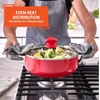 image:imageIMUSA 32 Qt Red Aluminum Dutch Oven with Black Ceramic Nonstick Glass Lid amp Riveted Handles  Oven Safe Caldero for Everyday Cooking32 Qt