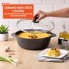 image:imageIMUSA Cocotte Cast Aluminum Ceramic Nonstick Caldero with Glass Lid 7Qt Black