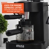image:imageIMUSA Electric Espresso Cappuccino Maker 4 Cup Capacity with Milk Frother Black Coffee Machine for Home Barista ExperienceClassic