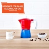 image:imageIMUSA Stovetop Espresso Maker 3 Cup Moka Pot Caribbean Colors Edition  Cuban Coffee Italian Style Demitasse Cortadito Cappuccino  Cast Aluminum Cafetera Espresso Azul Rojo BlancoRed
