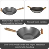 image:imageIMUSA USA Inch Red PAN10046 12 Nonstick Carbon Steel Wok HandleDark Wood