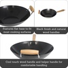 image:imageIMUSA USA Inch Red PAN10046 12 Nonstick Carbon Steel Wok HandleLight Wood