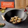 image:imageIMUSA USA Inch Red PAN10046 12 Nonstick Carbon Steel Wok HandleLight Wood