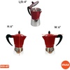 image:imageImusa 3 Cup Stovetop Espresso Maker with Heart Shaped Knob SilverRed