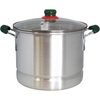 image:imageIMUSA 12 Qt Aluminum Tamale Steamer Pot with Mexican Map Knob  Large Food Steamer for Cooking Vegetables Seafood and Hispanic Recipes with Glass Lid and Green Handles