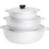 image:imageIMUSA Caldero Stock Pot with Lid 3pc Set 15357 QT Cast Aluminum Perfect for Serving Large amp Small Groups Riveted Handles Made in Colombia Silver15357 Quarts