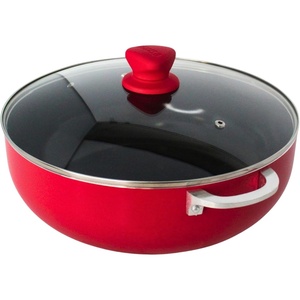 image:imageIMUSA 32 Qt Red Aluminum Dutch Oven with Black Ceramic Nonstick Glass Lid amp Riveted Handles  Oven Safe Caldero for Everyday Cooking69 Qt