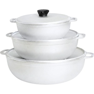 image:imageIMUSA Caldero Stock Pot with Lid 3pc Set 15357 QT Cast Aluminum Perfect for Serving Large amp Small Groups Riveted Handles Made in Colombia Silver15357 Quarts