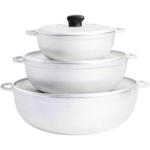 image:imageIMUSA Caldero Stock Pot with Lid 3pc Set 15357 QT Cast Aluminum Perfect for Serving Large amp Small Groups Riveted Handles Made in Colombia Silver357 11 Quarts