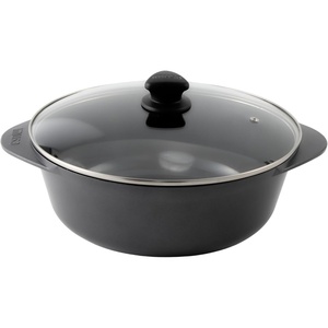 image:imageIMUSA Cocotte Cast Aluminum Ceramic Nonstick Caldero with Glass Lid 7Qt Black