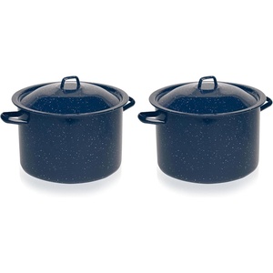 image:imageIMUSA USA C206661062810W Speckled Enamel Stock Pot with Lid 4 Quart Blue4 Quarts Pack of 2
