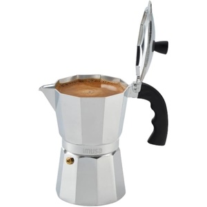 image:imageImusa 3 Cup Stovetop Espresso Maker with Heart Shaped Knob SilverAluminum
